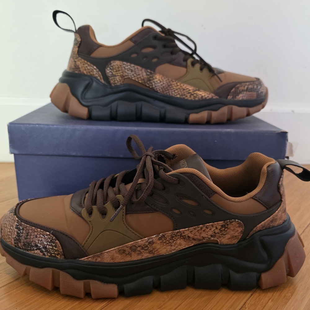 Mazino Men's Brown Chunky Sneakers Sphene-065 Size 12